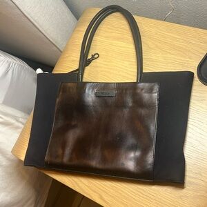 Vintage Tumi black canvas and leather handbag shoulder bag